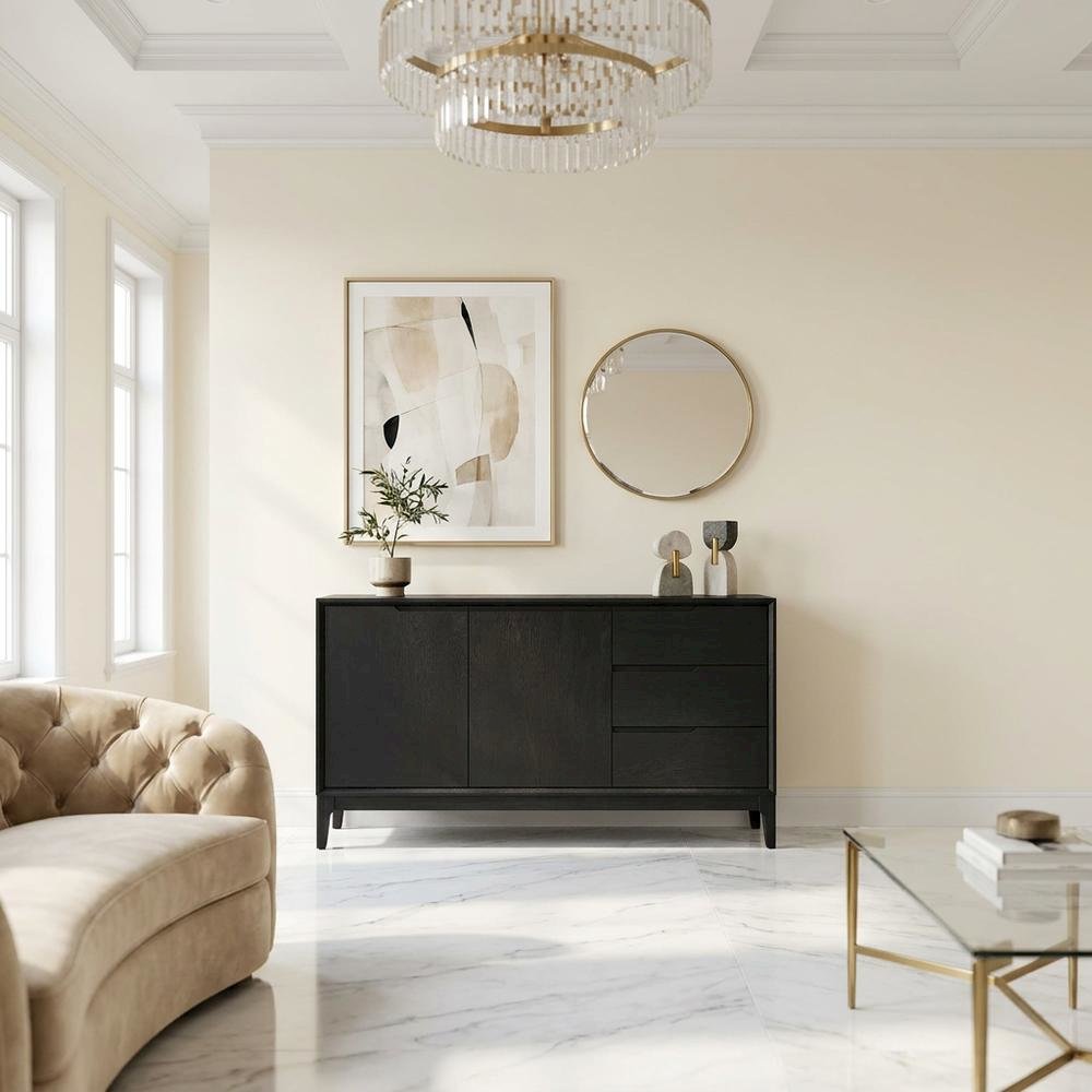 Mindy Wood Dining Server with Open Shelving and Buffet Storage Cabinet