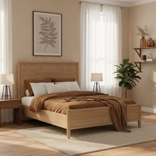 Light Wood Full Panel Bed with Modern Contemporary Design and Durable