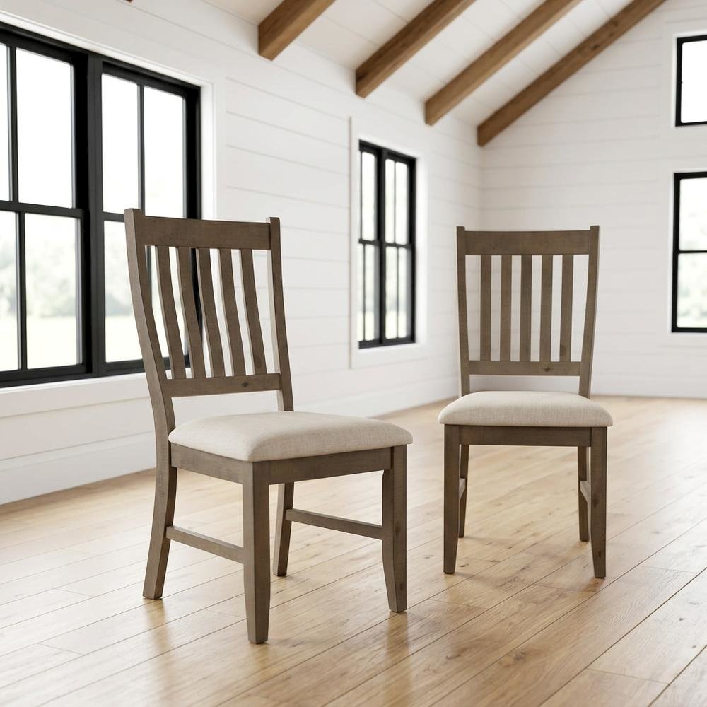 Solid Pine Farmhouse Dining Chairs, Natural, Set of 2