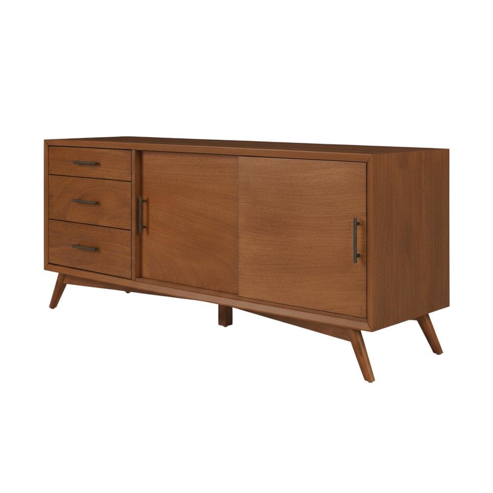 Wooden TV Console in Brown with Mid Century Modern Design