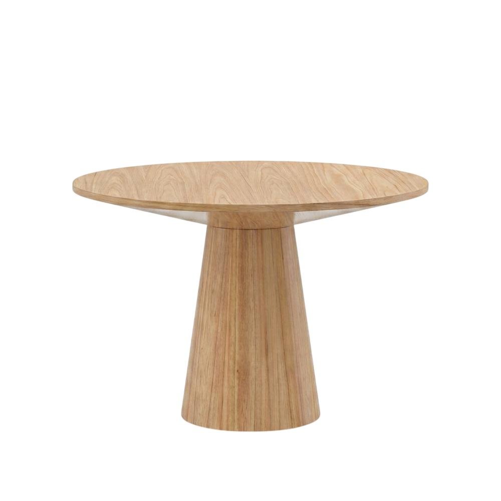 Natural Round Dining Table, Mid-Century Modern Style, Seats 4