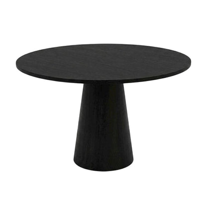 Black Round Dining Table, Mid-Century Modern Style, Seats 4