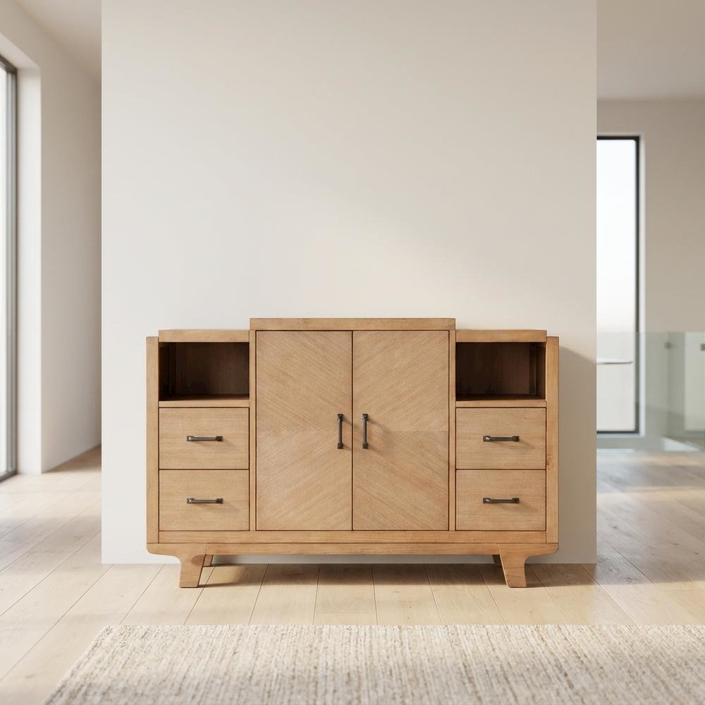 Solid Pine Sideboard Buffet Cabinet with Storage for Dining Room, Natural