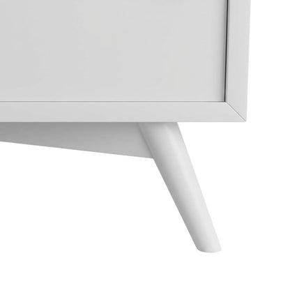 White Small TV Console with Mahogany Solids and Veneer, Modern Style