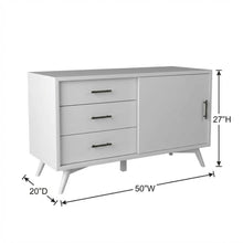 White Small TV Console with Mahogany Solids and Veneer, Modern Style