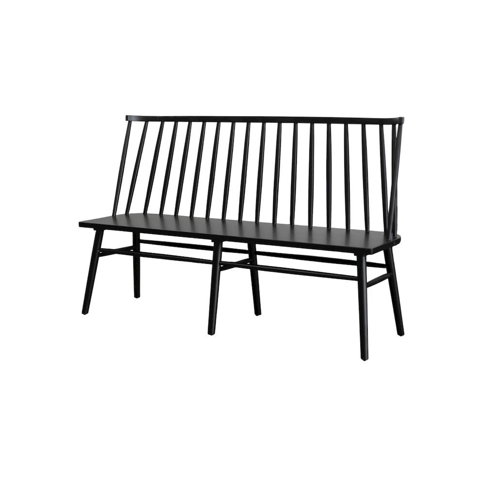 Farmhouse Style Windsor Dining Bench with Solid Wood Frame and Comfortable Seat