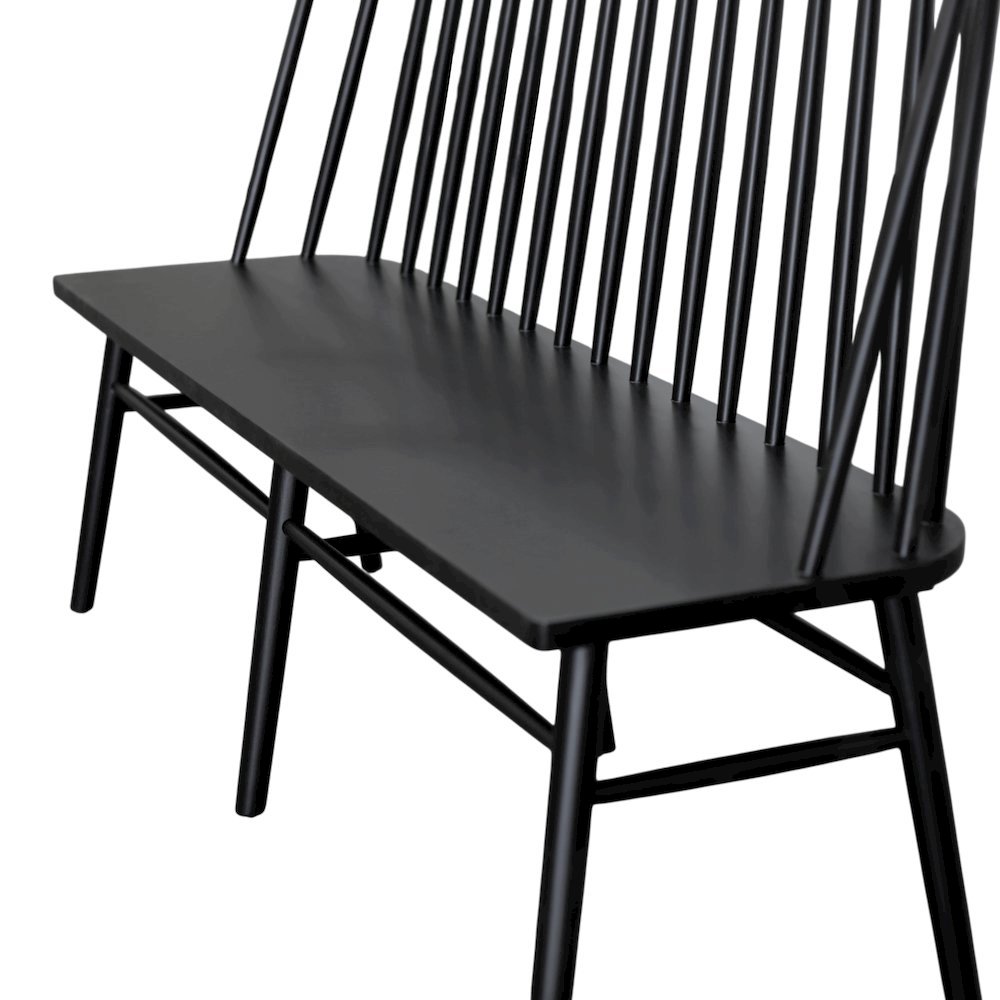 Farmhouse Style Windsor Dining Bench with Solid Wood Frame and Comfortable Seat