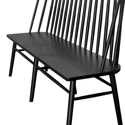 Farmhouse Style Windsor Dining Bench with Solid Wood Frame and Comfortable Seat
