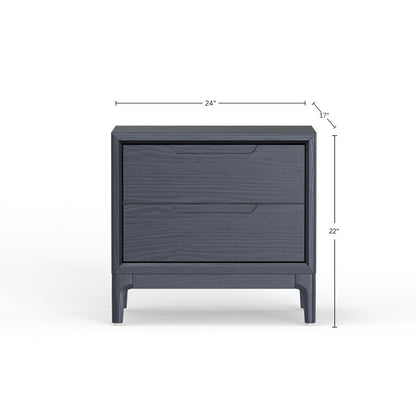 Vintage Black Nightstand with Drawer Storage Mindi Wood Modern Design