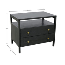 Black Modern Farmhouse Nightstand with Drawer Rubberwood Solids Oak Veneer