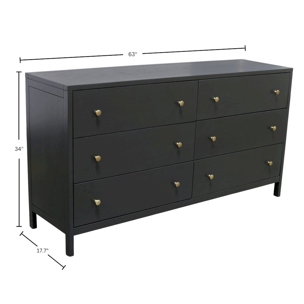Black Modern Farmhouse Dresser with Spacious Drawers and Sleek Design
