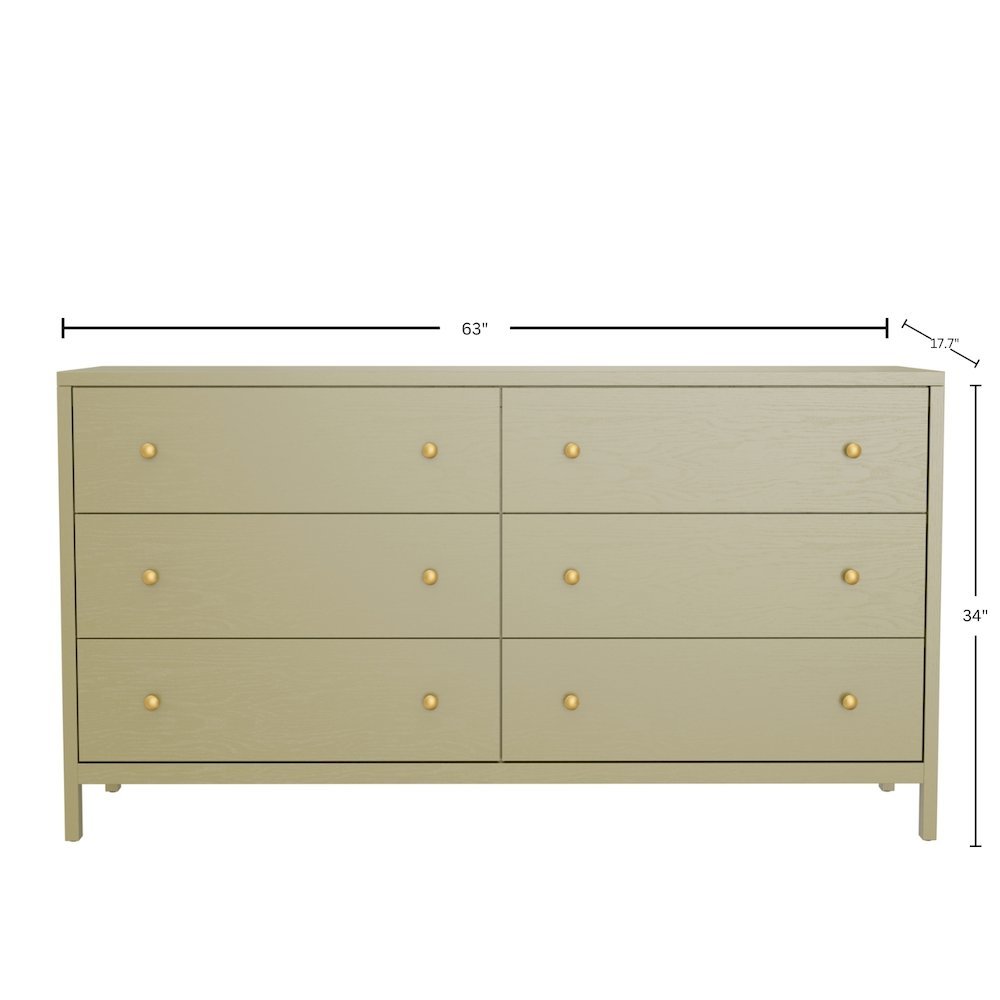 Olive-Toned Modern Farmhouse Dresser with Spacious Drawers and Sturdy Design