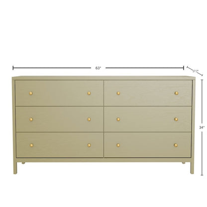 Olive-Toned Modern Farmhouse Dresser with Spacious Drawers and Sturdy Design
