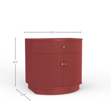 Burgundy Modern Contemporary Nightstand with Bottom Shelf and Drawer Storage