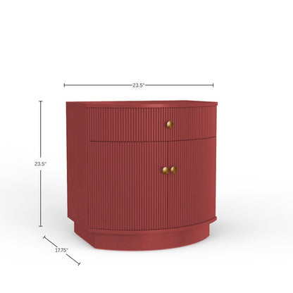 Burgundy Modern Contemporary Nightstand with Bottom Shelf and Drawer Storage