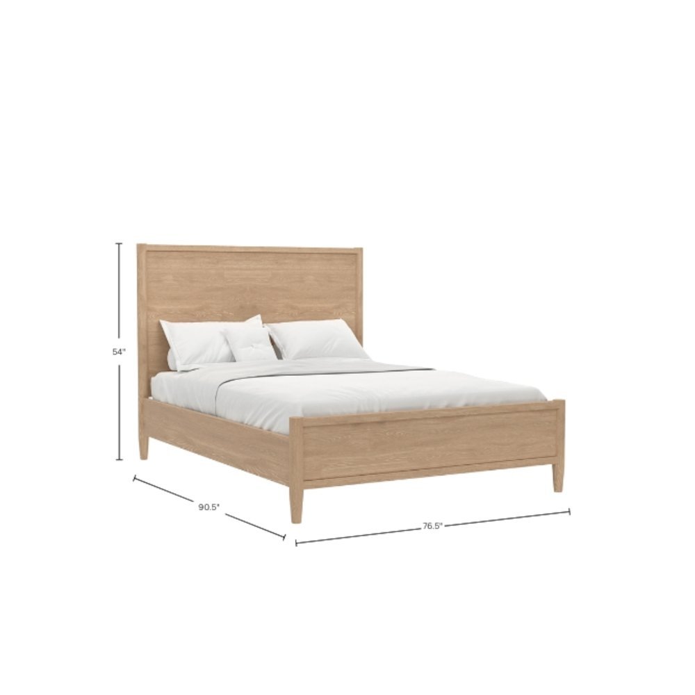 Oak California King Panel Bed Modern Contemporary Design with Sturdy Frame