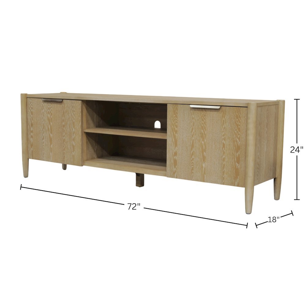 Wood-Finish TV Console with Modern Contemporary Design and Middle Shelf Storage