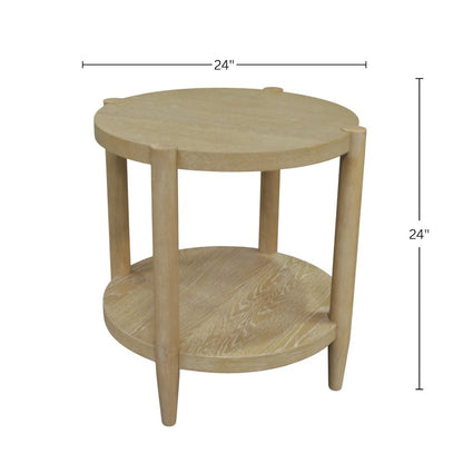 Light Wood Round End Table with Modern Contemporary Design