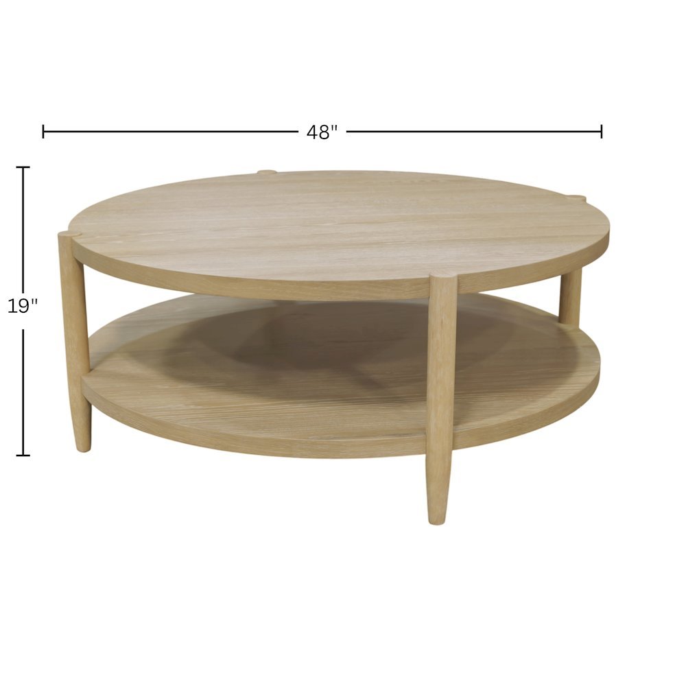 Neutral Round Coffee Table with Modern Contemporary Design and Sturdy Build