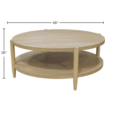 Neutral Round Coffee Table with Modern Contemporary Design and Sturdy Build