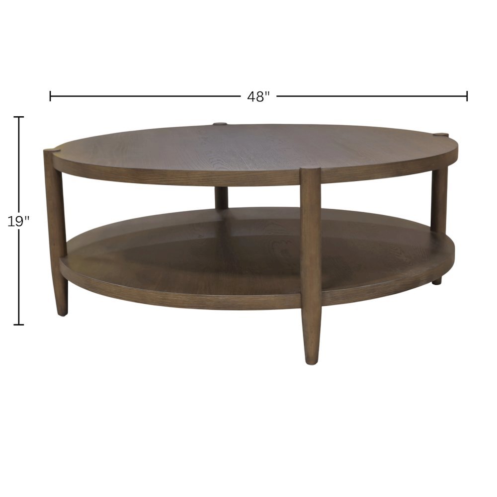 Walnut Round Coffee Table with Modern Contemporary Design and Solid Build