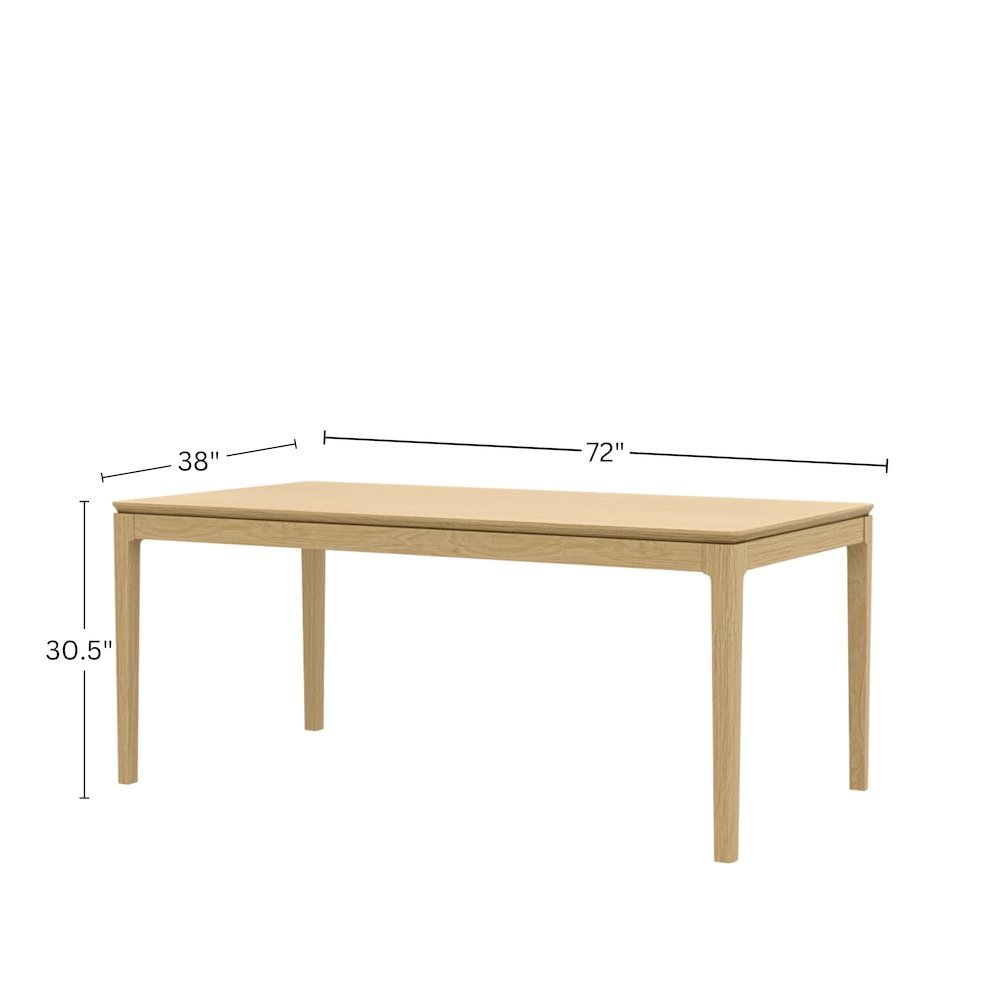 Rectangular Light Oak Dining Table Modern Design Single Piece Wood