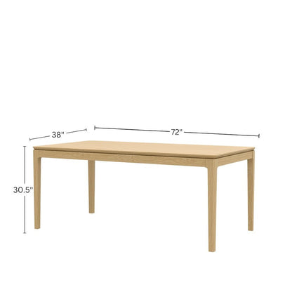 Rectangular Light Oak Dining Table Modern Design Single Piece Wood