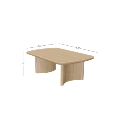 Light Oak Modern Coffee Table with Single Piece Design and Sturdy Legs