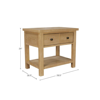 White One Drawer Nightstand with Rubberwood Solids and Oak Veneer
