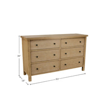Six Drawer Dresser in Neutral Finish with Modern Farmhouse Style