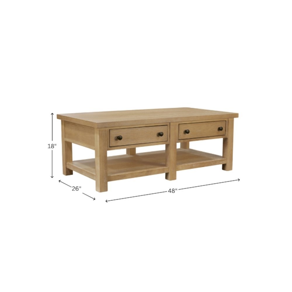 Modern Farmhouse Coffee Table with Sturdy Construction and Single Piece Design