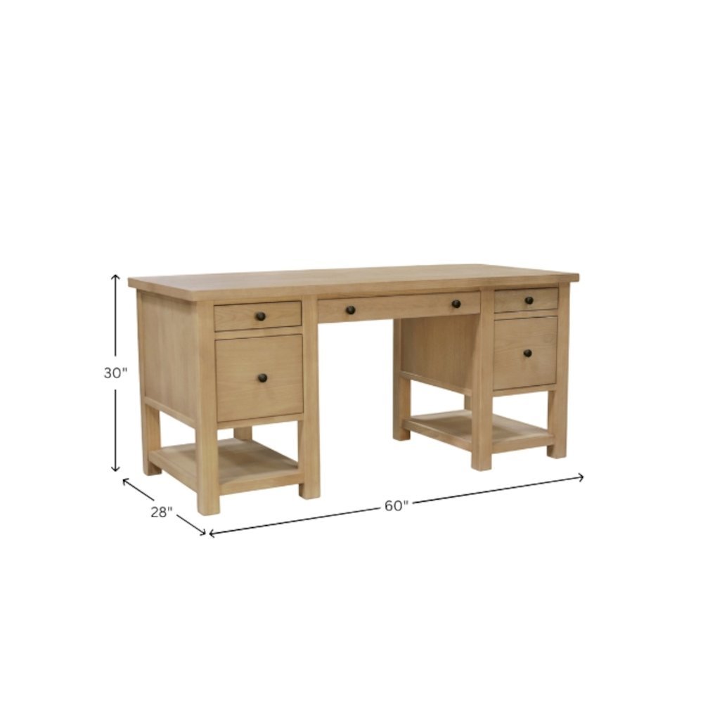 Light Wood Office Desk with Modern Farmhouse Style and Spacious Work Surface