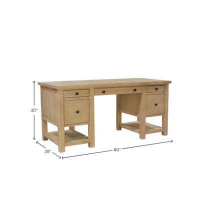Light Wood Office Desk with Modern Farmhouse Style and Spacious Work Surface