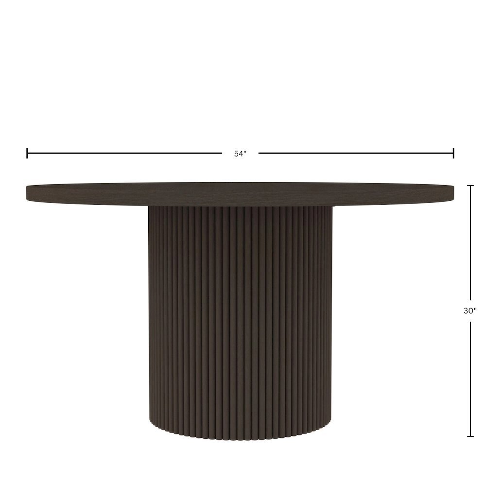 Round Dining Table Black Modern Design Single Piece with Thick Top