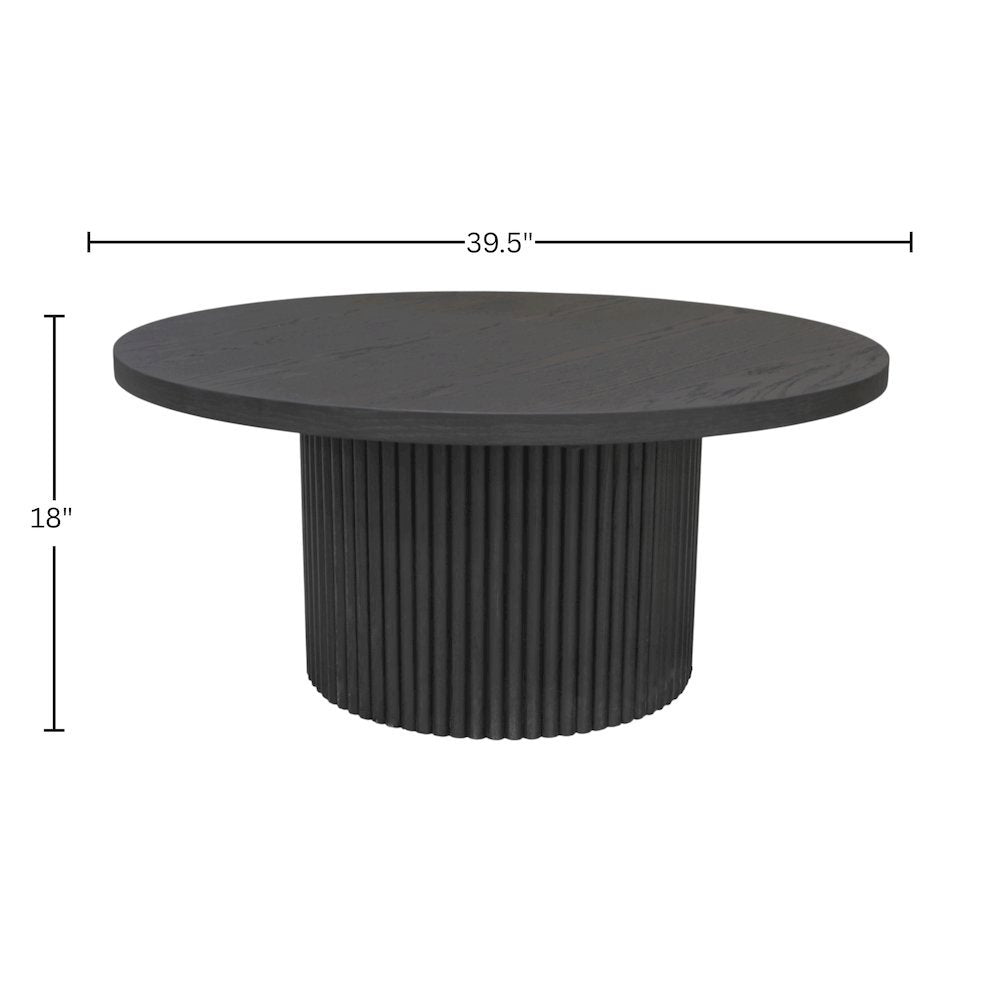 Black Round Cocktail Table with Modern Design and Sturdy Base Finish