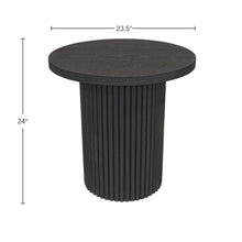 Black Round End Table with Modern Design and Thick Tabletop