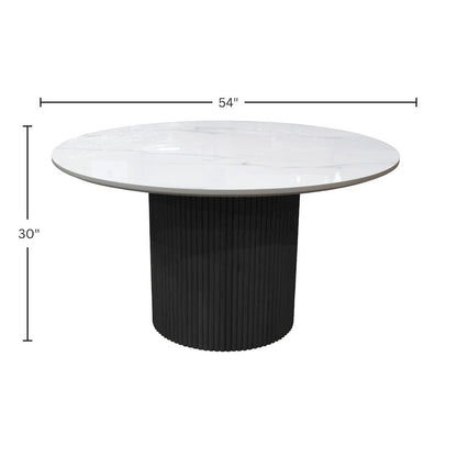 Black Round Dining Table with Quartz Top and Modern Sturdy Legs