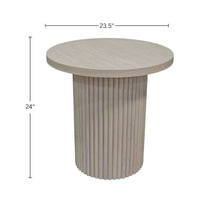 White Wash Round End Table with Modern Design and Sturdy Construction