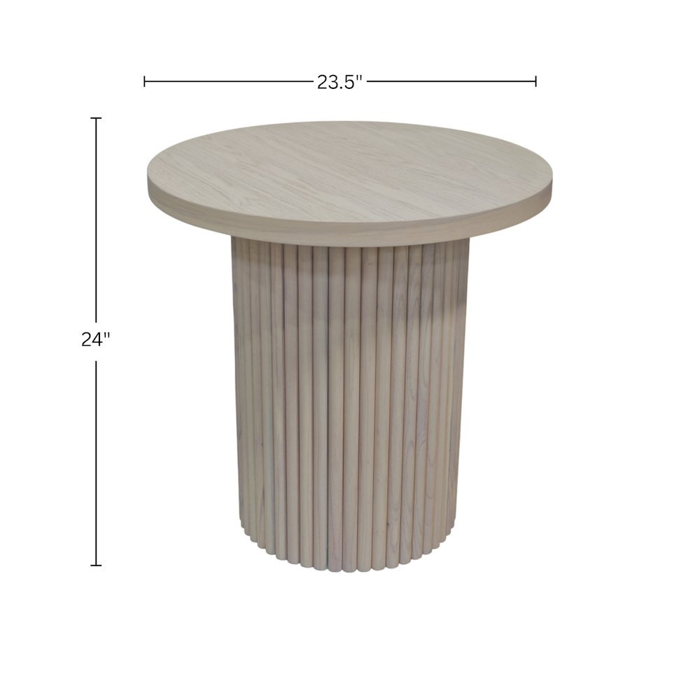 White Wash Round End Table with Modern Design and Sturdy Construction