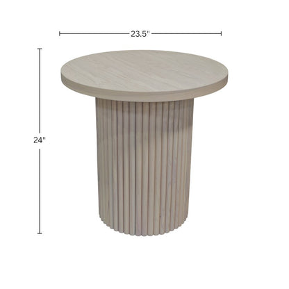 White Wash Round End Table with Modern Design and Sturdy Construction