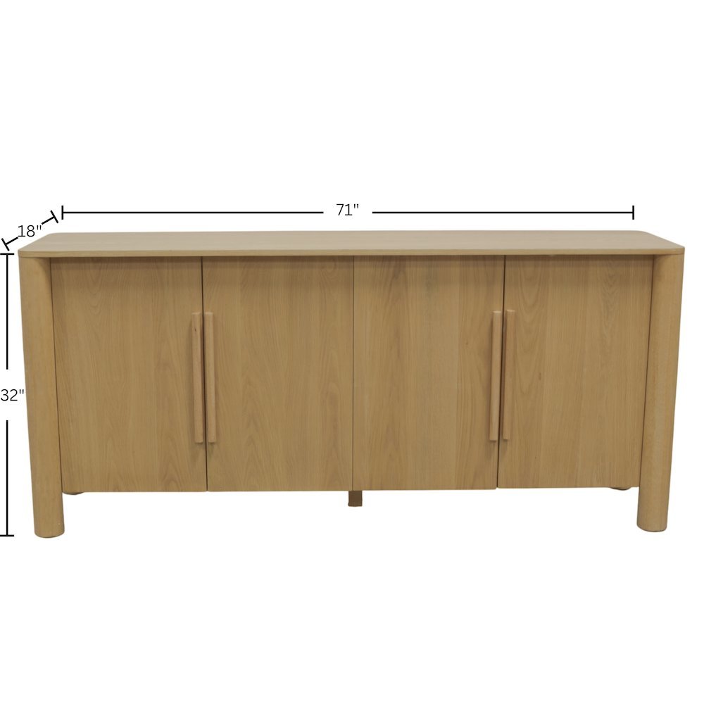 Light Oak Sideboard with Modern Design and Spacious Interior Shelf Storage
