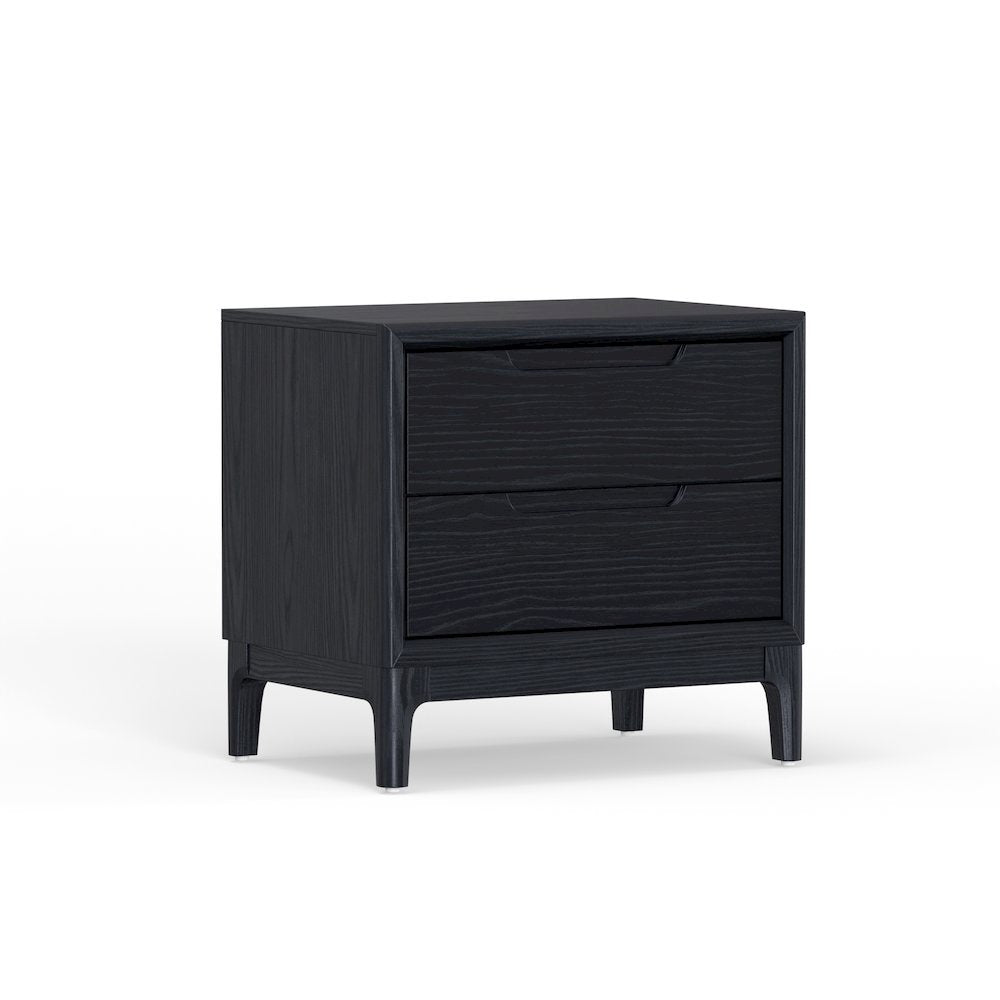 Vintage Black Nightstand with Drawer Storage Mindi Wood Modern Design