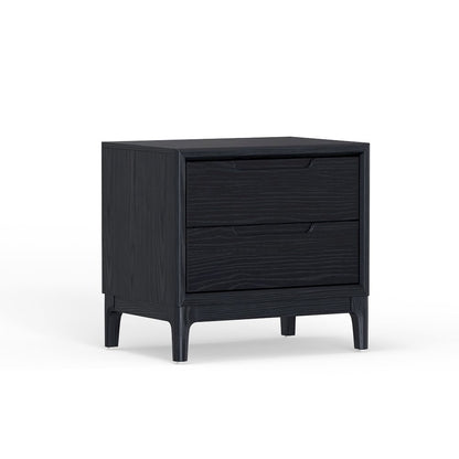 Vintage Black Nightstand with Drawer Storage Mindi Wood Modern Design