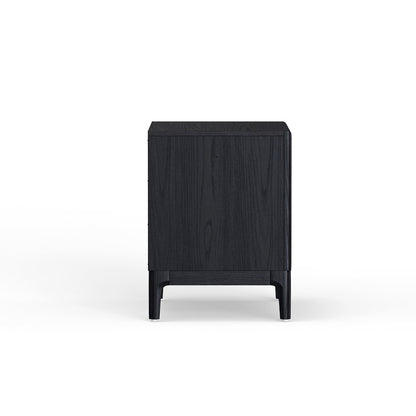 Vintage Black Nightstand with Drawer Storage Mindi Wood Modern Design