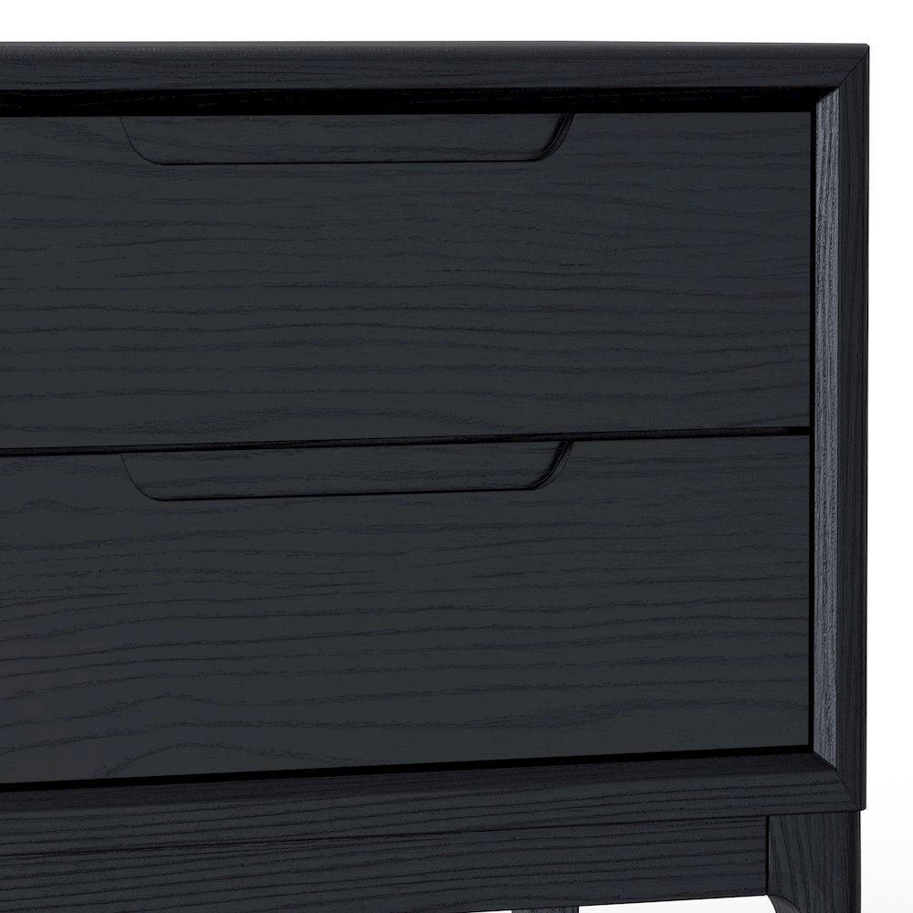 Vintage Black Nightstand with Drawer Storage Mindi Wood Modern Design