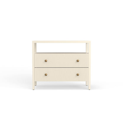 Nightstand with Drawer Rubberwood Solids and Oak Veneer Modern Farmhouse Design