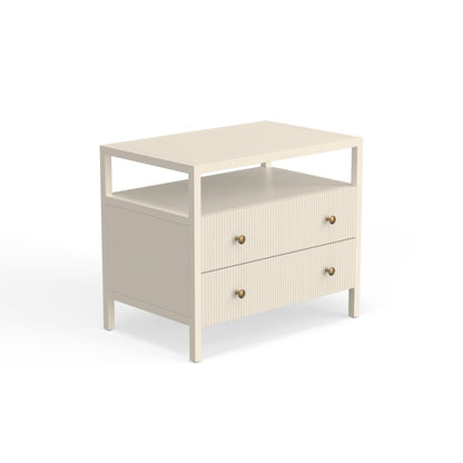 Nightstand with Drawer Rubberwood Solids and Oak Veneer Modern Farmhouse Design