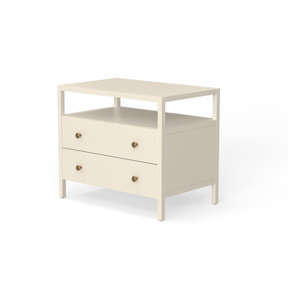 Nightstand with Drawer Rubberwood Solids and Oak Veneer Modern Farmhouse Design