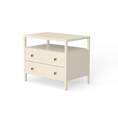 Nightstand with Drawer Rubberwood Solids and Oak Veneer Modern Farmhouse Design