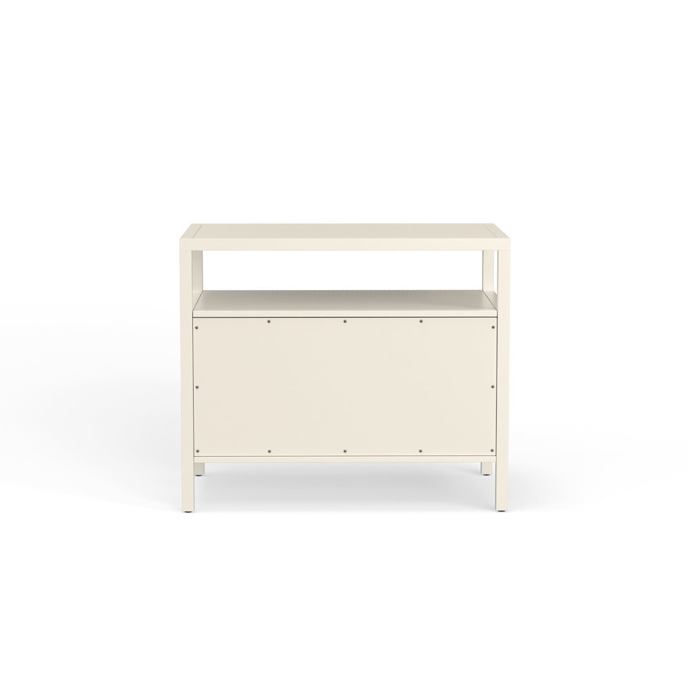 Nightstand with Drawer Rubberwood Solids and Oak Veneer Modern Farmhouse Design
